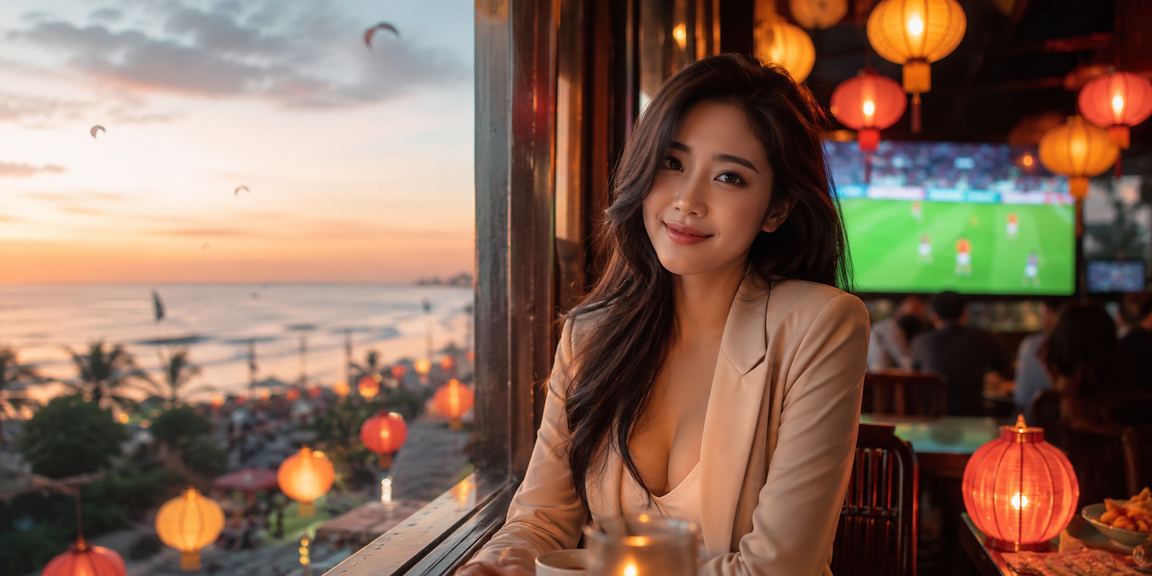 Người dùng xem tỷ lệ cá cược bóng đá tại quán cà phê Hội An buổi chiều